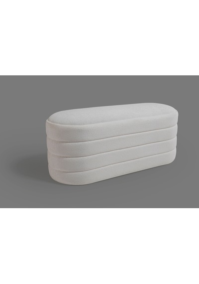 Bench Puf - Yatak Ucu Bench - Cnc Çizgili Modern Bench Modelleri -oturma Bankı -küçük Koltuk Beyaz