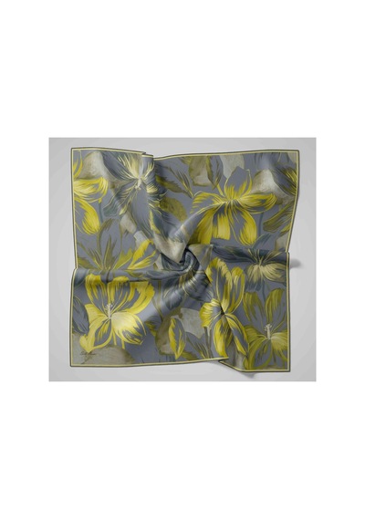 Silk Home Twill İpek Eşarp - 11480-82 Füme Yeşil Çok Renkli