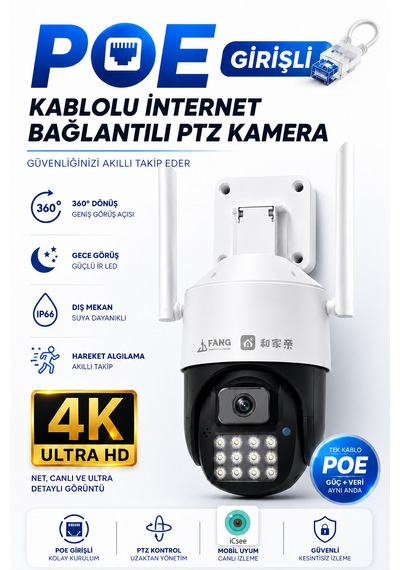 4mp Renkli Gece Görüşlü Dış Mekan Dijital Zoom Güvenlik Kamerası