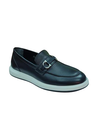 Rego 1774 Erkek Siyah 40-44 Deri Tokalı Loafer Ayakkabı Siyah