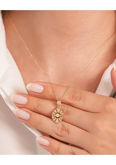 Debora Jewelry 14 Ayar Altın Taşlı Tasarım Kolye