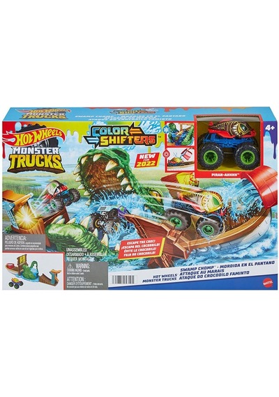 Hot Wheels Monster Trucks Renk Değiştiren Araçlar Timsahtan Kaçış Oyun Seti HGV14