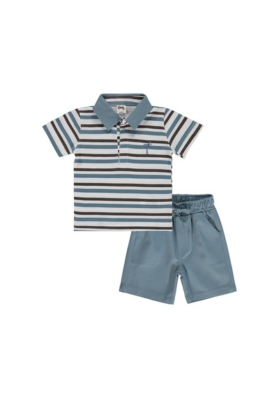 Civil Baby Palmiye Nakışlı 6-18 Ay Takım - Mavi Soft İndigo
