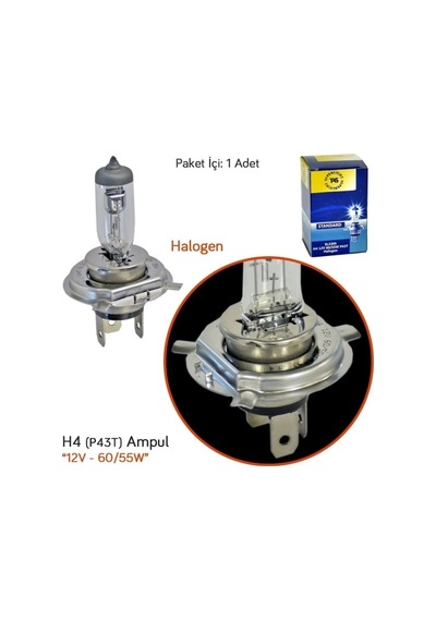 12v 60/55w H4 Uzun / Kısa Standart Far Ampulü