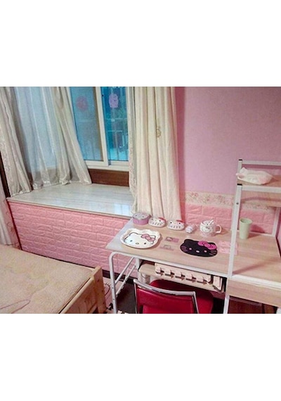 Pembe Yapışkanlı Duvar Kağıdı 3D Dekoratif Duvar Paneli Nw03