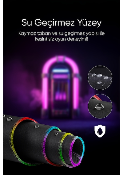 Rgb 13 Değişen Ledli Düz Siyah 80x30 Cm Gaming Oyuncu Su Geçirmez Mousepad Işıklı Mouse Pad Siyah