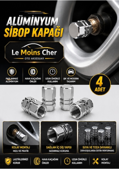 Toyota Yaris Flame Alüminyum Altıgen Sibop Kapağı 4'lü Set Lastik Valf Kapağı