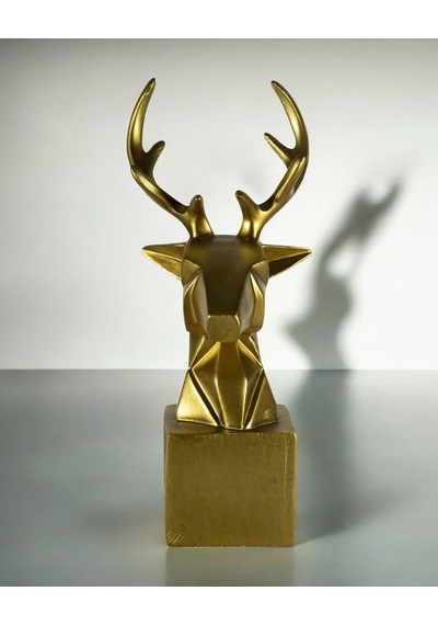 Kubik Geyik Kafası Dekoratif Obje Biblo C 0107 - Gold