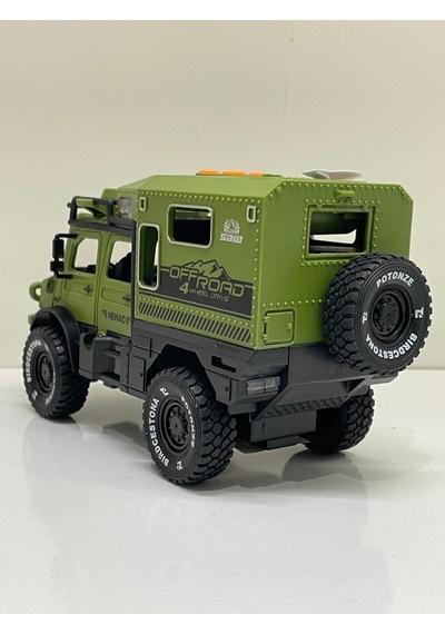 Scowetto Sürtmeli Işıklı Müzikli Off Road Karavan Açılabilir Kapılar 18 Cm Müzikli Of Road Karavan - Haki