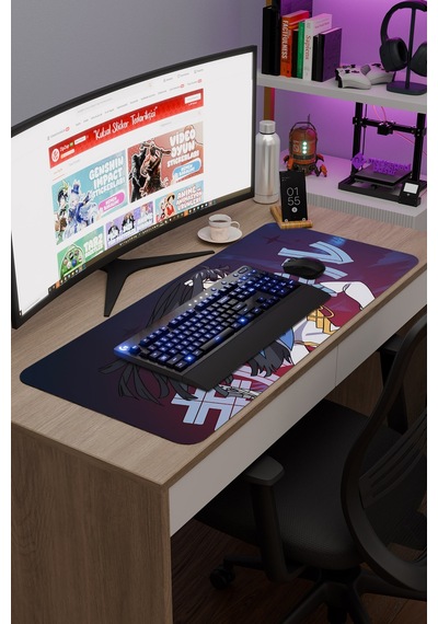 Kill La Kill Kaymaz Dikişli Kauçuk Oyuncu Mousepad V5 - 90x40 Xxl Gaming Mouse Pad Fare Altlığı