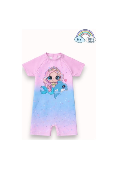 My Kids Wear Kız Çocuk Deniz Kombini 3 Lü Set Mayo, Havlu Ve Bone 12577 Pembe