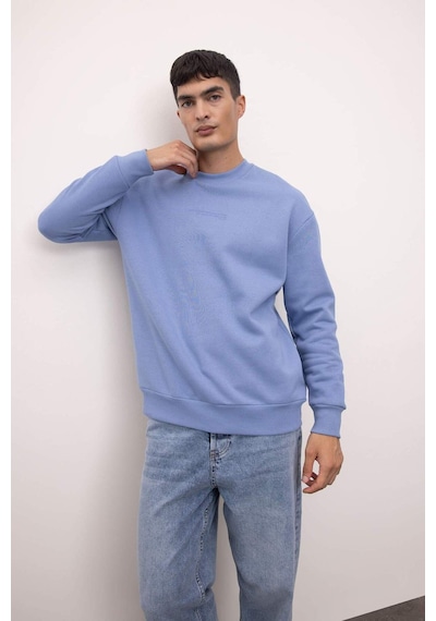 Defacto Boxy Fit Bisiklet Yaka Baskılı Sweatshirt X8282AZ24AUBE797 Mavi Defacto Boxy Fit Bisiklet Yaka Baskılı Sweatshirt X8282AZ24AUBE797 Mavi