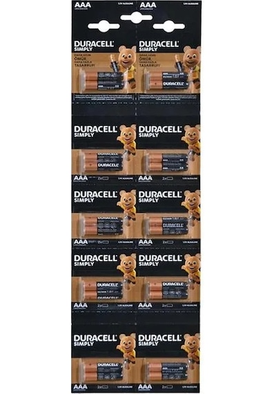 Duracell Alkalin 1.5 Volt Aaa 20 Li İnce Kalem Pil Lr03/mn2400