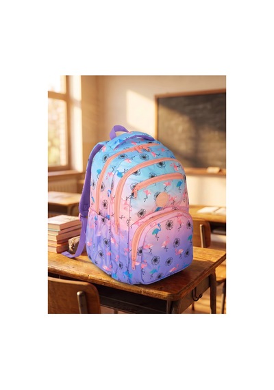 Krinkıl Kumaş Kız Çocuk Okul Çantası Ortopedik Su Geçirmez Çok Bölmeli Sırt Çantası Pembe2 Pembe2