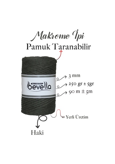Taranan Makrome Ipi 3mm Taranabilir Pamuk Tek Büküm Makrome Ipi Haki