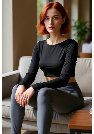 Ersefa Moda Bisiklet Yaka Örme Fit Düz Desen Sportswear Crop Uzun Kol Bl siyah