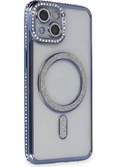Newface Apple İphone 13 Kılıf Joke Simli Magneticsafe Kılıf - Mavi