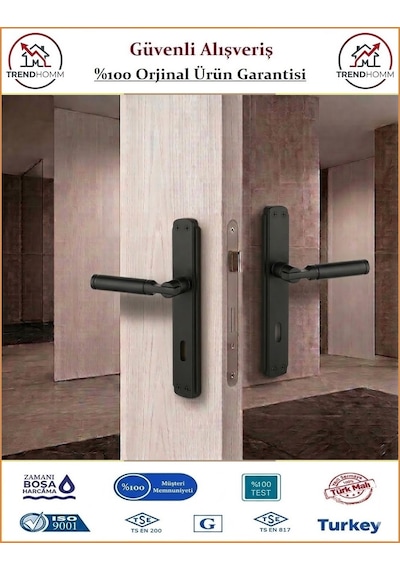 Trendhomm Parçalı Aynalı - Mat Siyah - İç Oda Kapı Kolu