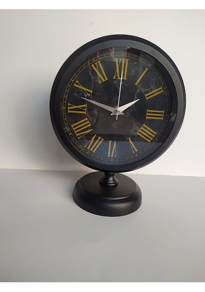 Siyah Renkli Metal Ofis Salon Masa Saati 25*20 cm