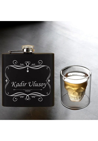 Kişiye Özel Cep Matarası Ve Çift Çidarlı Kuru Kafa Bardak