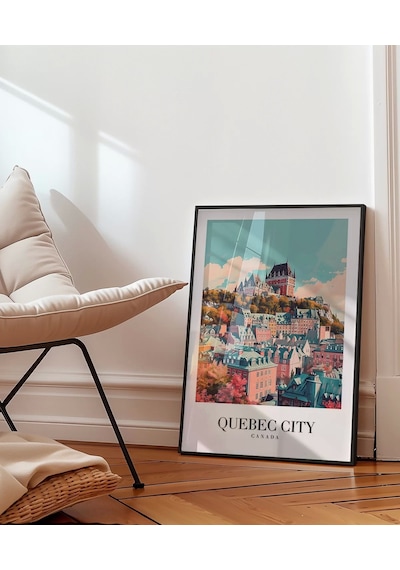 Çerçevesiz Poster Tarihi Quebec Şehir Baskısı