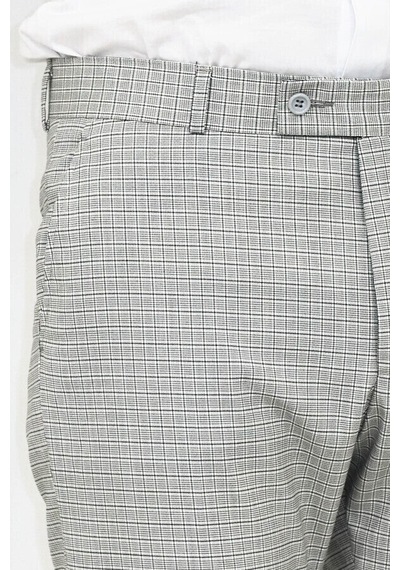 Wessi Slim Fit Kareli Kumaş Gri Erkek Pantolon Gri