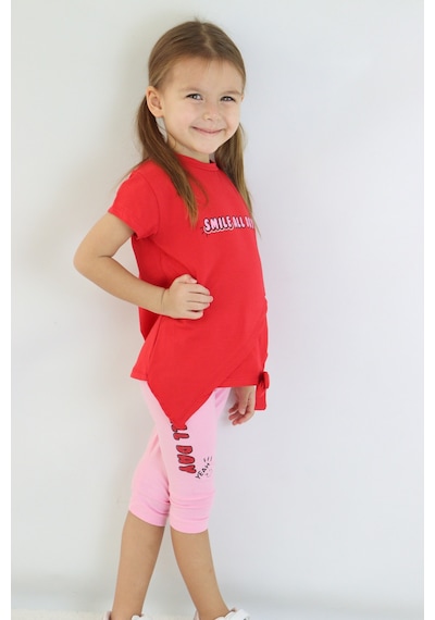 Harika Kids Kız Çocuk Kaprili Kısa Kollu Yazlık Basic Takım 2-5 Yaş 001