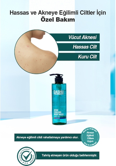 Akneye Eğilimli Ciltler İçin Serinletici Etkili Duş Jeli Dashu Daily Acne Cooling Body Wash Narenciye