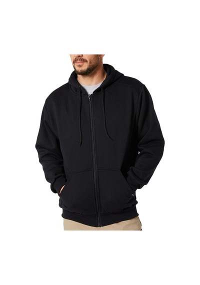 Mellorenzo 3 İplik Şardonlu Fermuarlı Kapüşonlu Sweatshirt Siyah Siyah