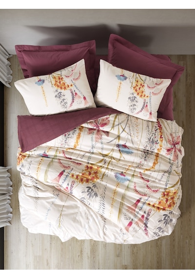 Cotton Box Çift Kişilik Nevresim Takımı Flos Bordo