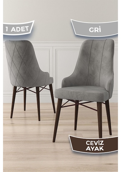 Canisa Concept Neta Serisi, 1.sınıf Babyface Kumaş Gri Sandalye, Ceviz Gürgen Ayak Sandalye Gri Ayaklar Ceviz