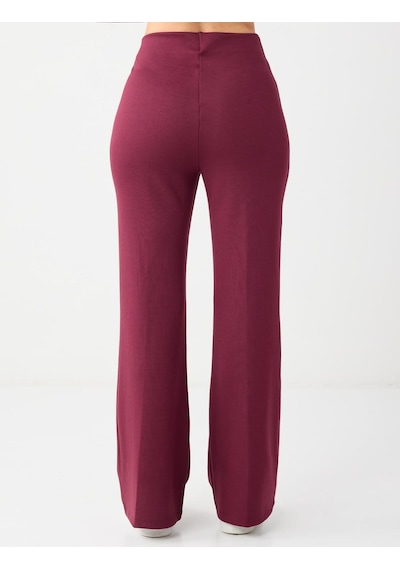 Jimmy Key Bordo Yüksek Bel Bol Paça Modal Jogger Pantolon 5ww114328562