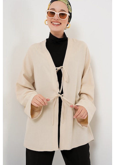 Bigdart Keten Tesettür Kimono 5968 - Krem