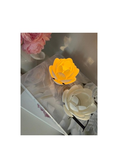 Anneler Günü Hediyesi 2 Li Lotus Led Mum Dekoratif Gece Lambası & Huzur Işığı Beyaz