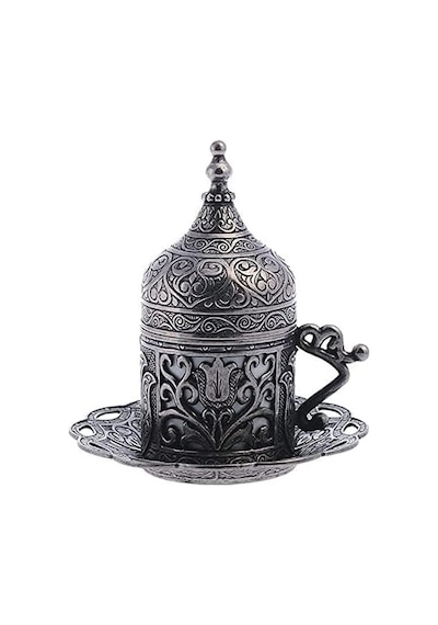 1 Adet Türk Yunan Arap Kahvesi Espresso Fincanı Tabağı Lale Siyah Acı Kahve