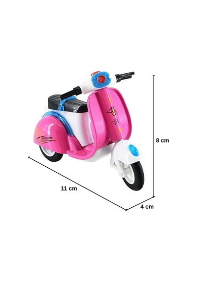 Diecast Metal Gövdeli Çek Bırak Oyuncak Scooter Klasik Motor 11 Cm Çok Renkli