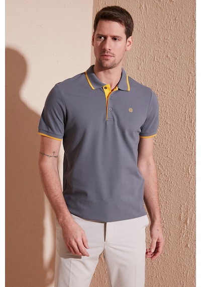 Buratti % 100 Pamuk Düğmeli Regular Fit Erkek Polo Yaka T Shirt 5902118 Antrasit