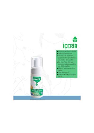 Siveno %100 Doğal Yüz Temizleme Köpüğü Yağlı Ciltler İçin Makyaj Siyah Nokta Sivilce Vegan 100 ML
