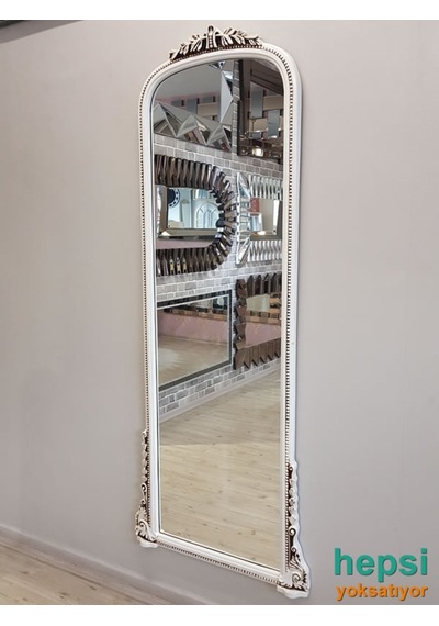 Matmazel Model Eskitme Beyaz Renk Varaklı Boy Aynası Beyaz