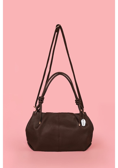 Westbag Kadın Dokulu Büzgülü Premium El Ve Omuz Çantası Acıkahve