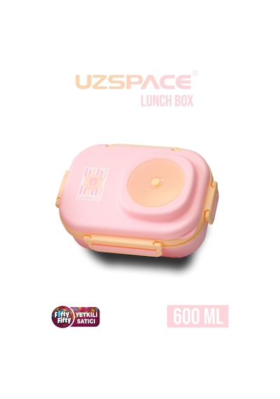 Uzspace 600 Ml Çorba Kaseli-çelik Kaşık Çatallı Paslanmaz Çelik Bento Lunch Box Yeni Nesil Sefer Tası-fflbox8021600 Pembe