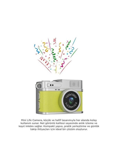 Mini Dijital Kamera Selfie Video Vlog Kamerası Mini Anahtarlık 1080p Cmr35 Sarı Diğer