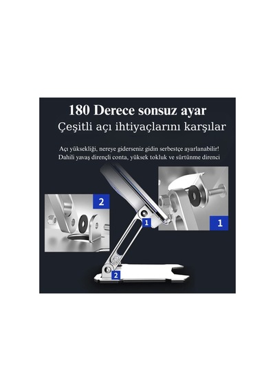 X16 Alüminyum Katlanabilir Laptop Soğutucu Stand 4 Fanlı Led Işıklı Ergonomik Tasarım Soğutucu Stand Gri - 789086616