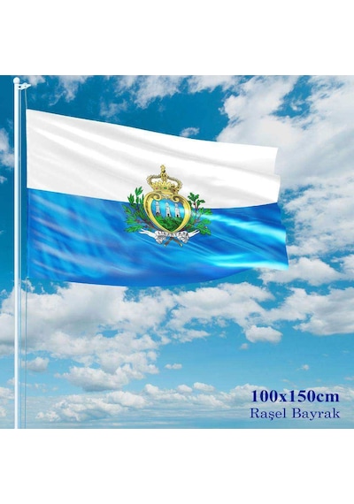 San Marino Bayrağı - 100x150 Cm 1 Metre X 1,5 Metre - Raşel Kumaş 1
