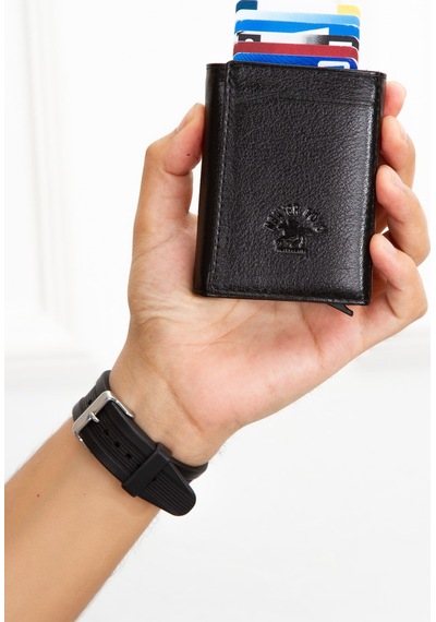 Newish Polo Erkek Hakiki Deri Cüzdan Ve Kartlık - New091 Siyah