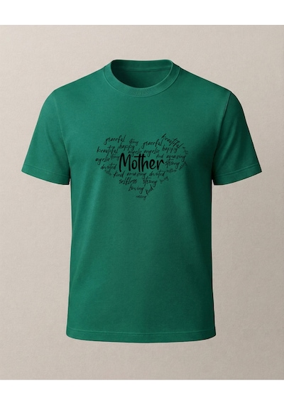 Mother Kalp Baskılı T-shirt Yeşil