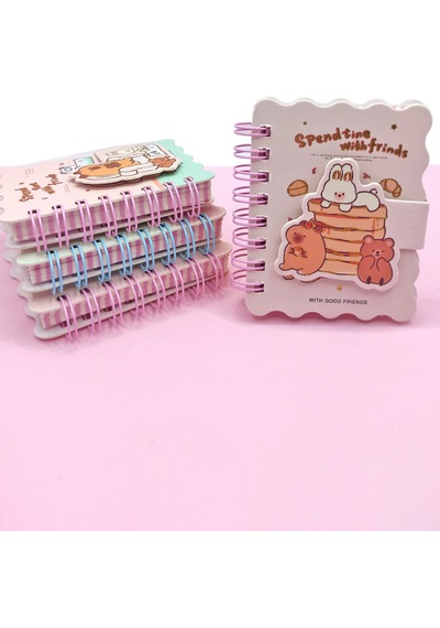 Capybara Tavşan Ayı Cırtlı Cep Boy Mini Not Defteri 7x8 Cm - Beyaz