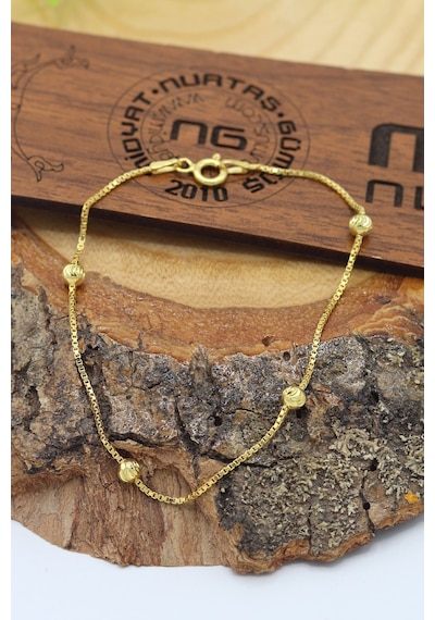Toplu Dorika Model Gold Kaplama 925 Ayar Gümüş Bileklik 201022973