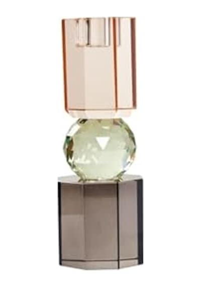 Kristal Mum Tutucu, Şeftali/nane/füme Gri, 7,5x6 Cm Çok Renkli