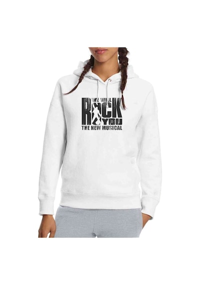 Queen We Will Rock You Baskılı Beyaz Kadın Kapşonlu Sweatshirt (534811489)